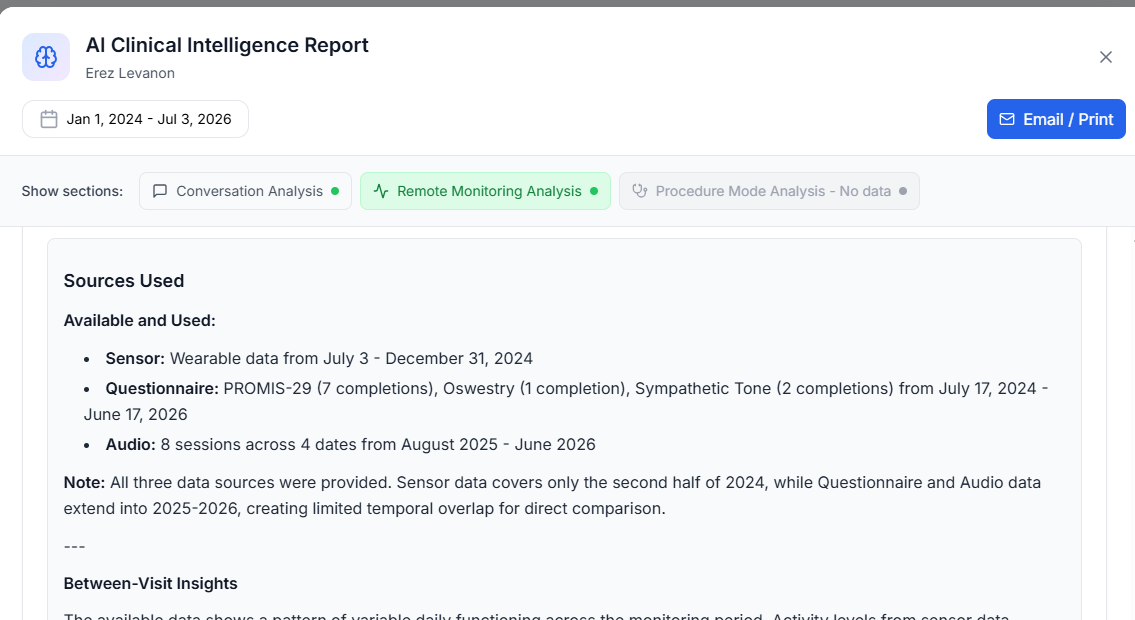 Beacon AI clinical summary dashboard